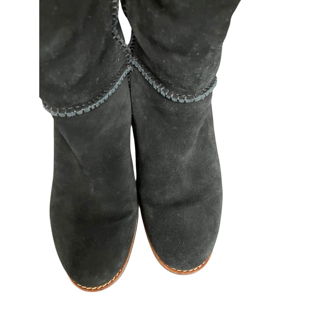 Coach Turnlock Patch Suede Sherpa Lining Boho‎ Comfort Pull On Black Boots 7.5 - Picture 5 of 15